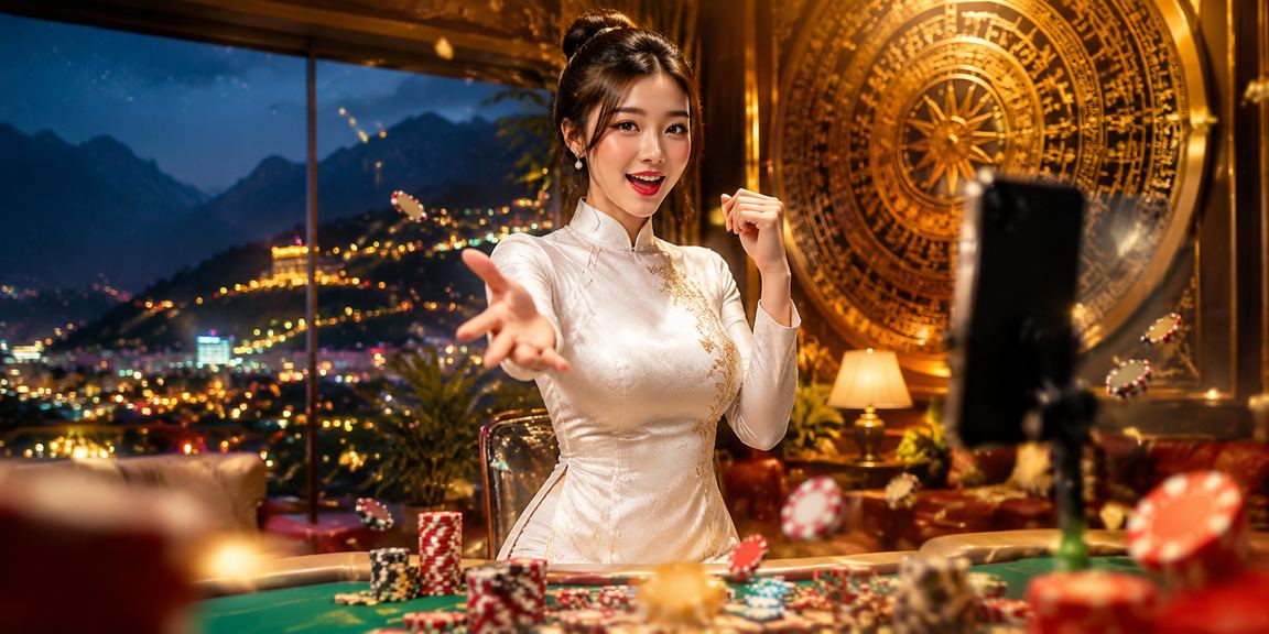 Người phụ nữ mặc áo dài tại Sa Pa sử dụng điện thoại xem kết quả xổ số trựctuyến kqmt giữa không gian núi rừng Sa Pa